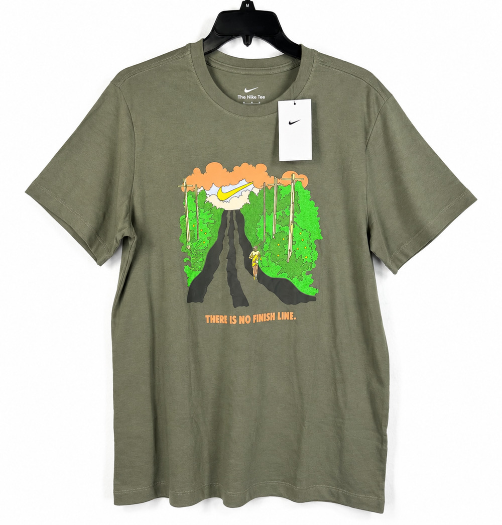 Nike There Is No Finish Line Men's Size Medium Shirt Army Green Running